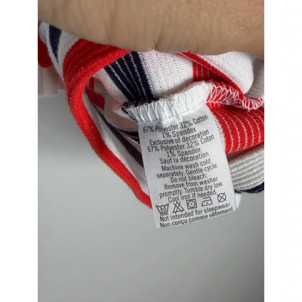 Janie and Jack Knit Dress Girls 4 Red White Blue Nautical Striped Ruffle Pockets